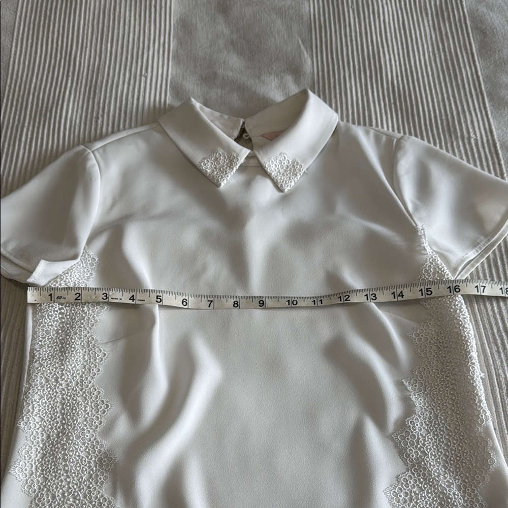 Ted Baker London White Fitted Lace Embellished Blouse Size 4 - Picture 4 of 7